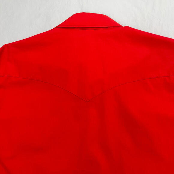 Wrangler 16 1/2x34 Cowboy Cut X-Long Tails Single Needle Red Pearl Snaps USA - Picture 9 of 9